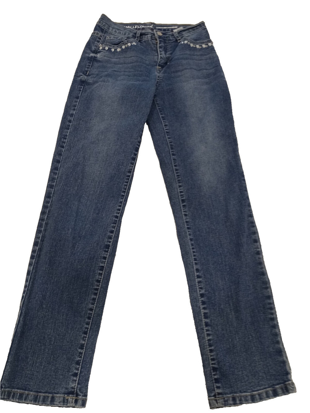 WallFlower Fearless Curvy Super High Rise Jeans Womens Size 3 Jeweled Blue Denim